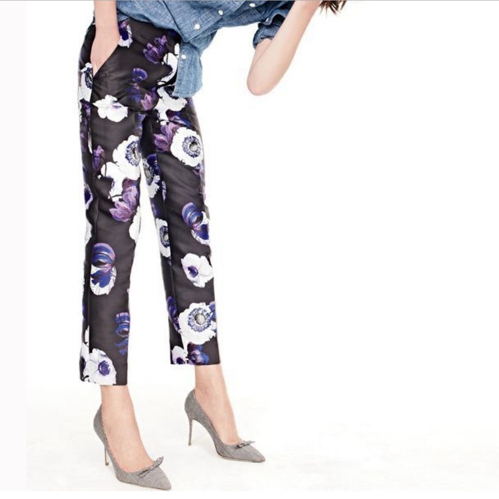 J. Crew Black Violet Poppy Patio Pant